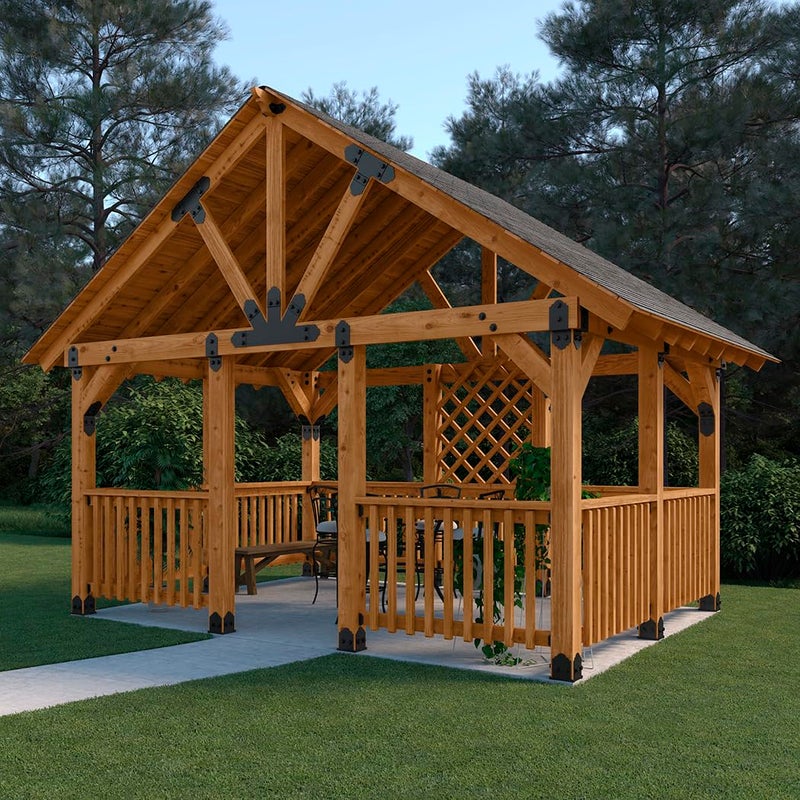 Ozco Laredo Sunset 4x6 Post Base Kit, Includes Decorative Plates, Hex Cap Nuts, OWT Timber Screws, Galvanized Steel for Pergolas | 56604 - Image 3